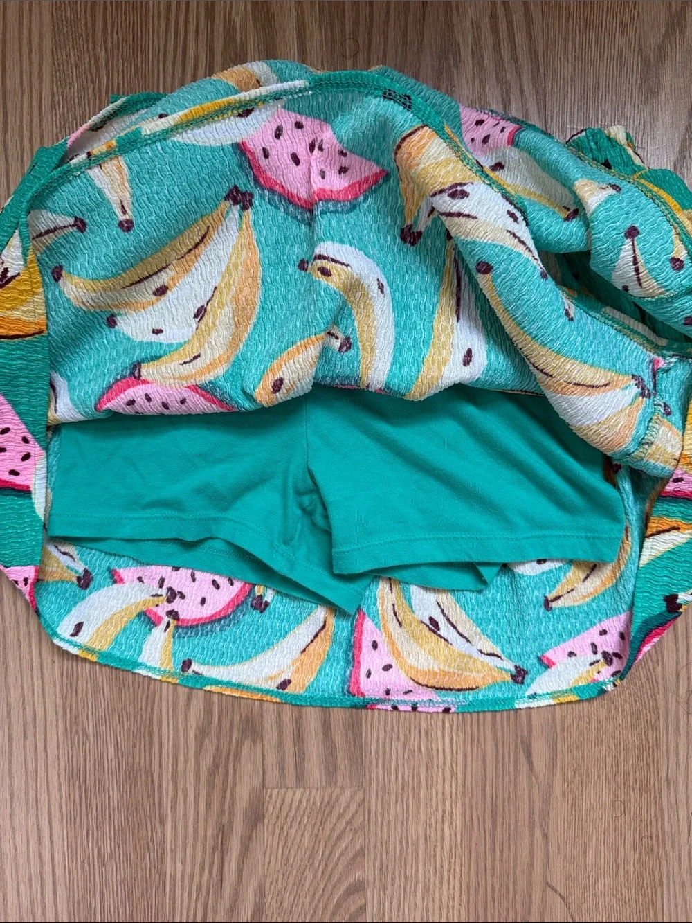 Old Navy Teal Banana & Pink Watermelon Print Skirt